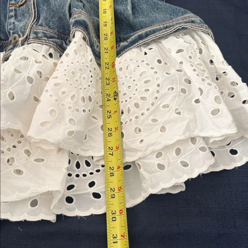 Beulah Blue Denim Jacket with White Lace Hem
( New ) - Picture 6 of 10